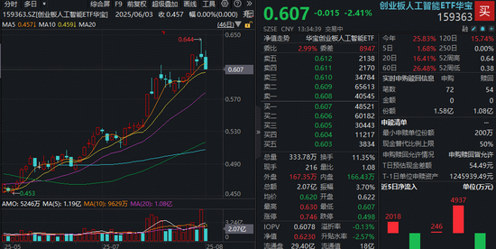 光模块龙头领跌超4%，创业板人工智能ETF下挫逾2%回踩五